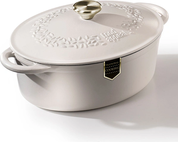 סיר אובלי יציקת ברזל 33.5X12 ס"מ , 6.3 ליטר HERITAGE קרם מבית Food appeal